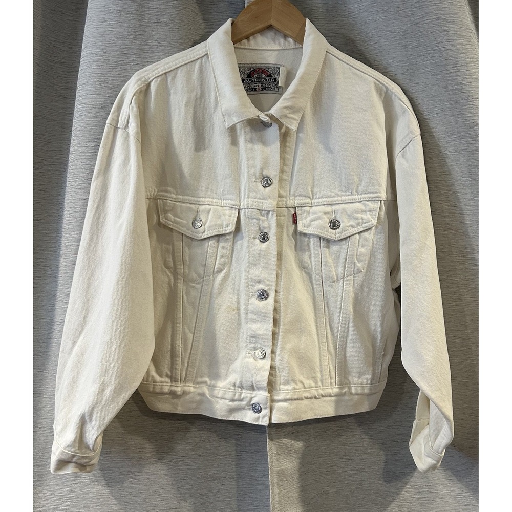 Levi's White Denim Original Trucker Jacket Classic Style Women's Size Small